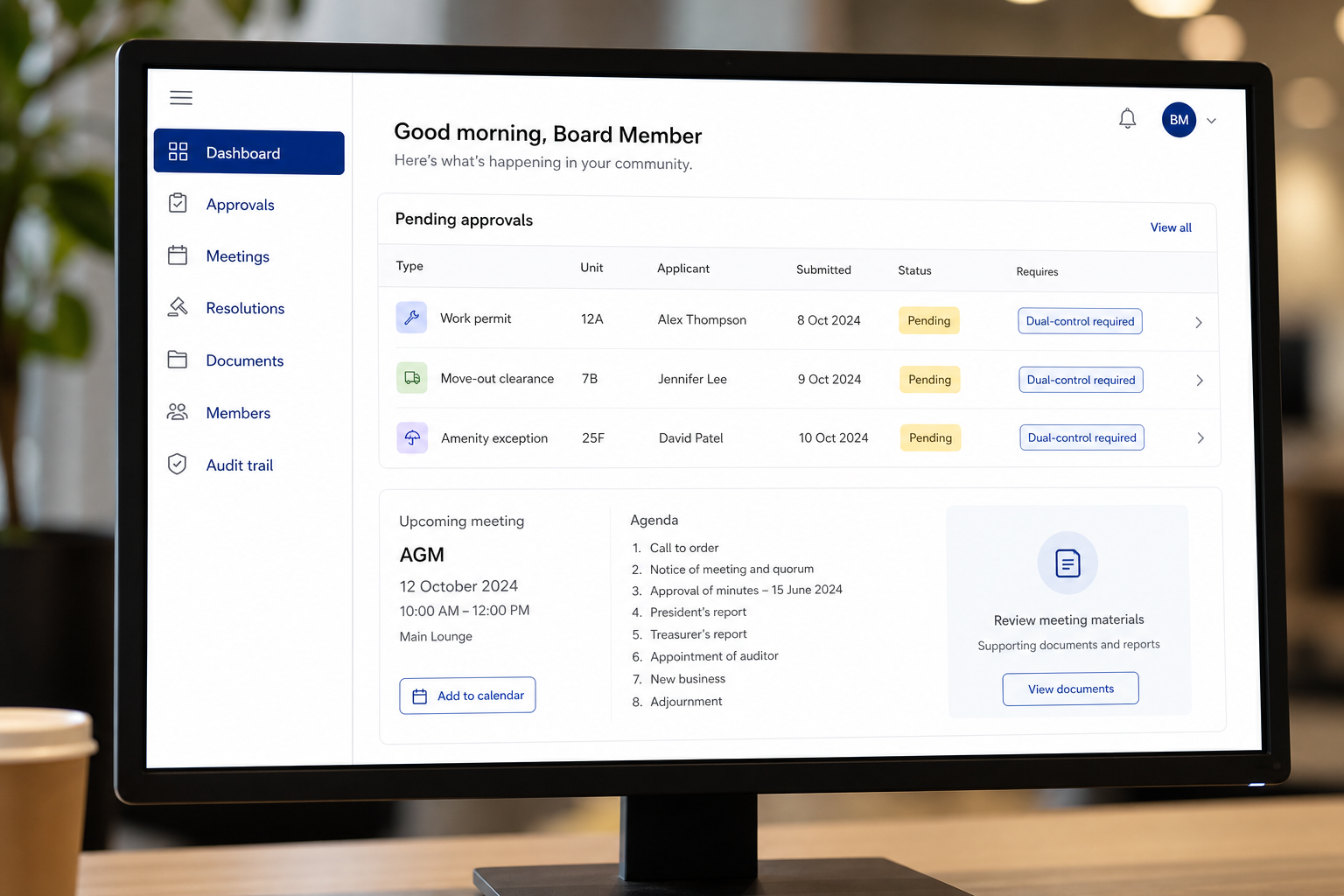 Community Connect board portal on a desktop
