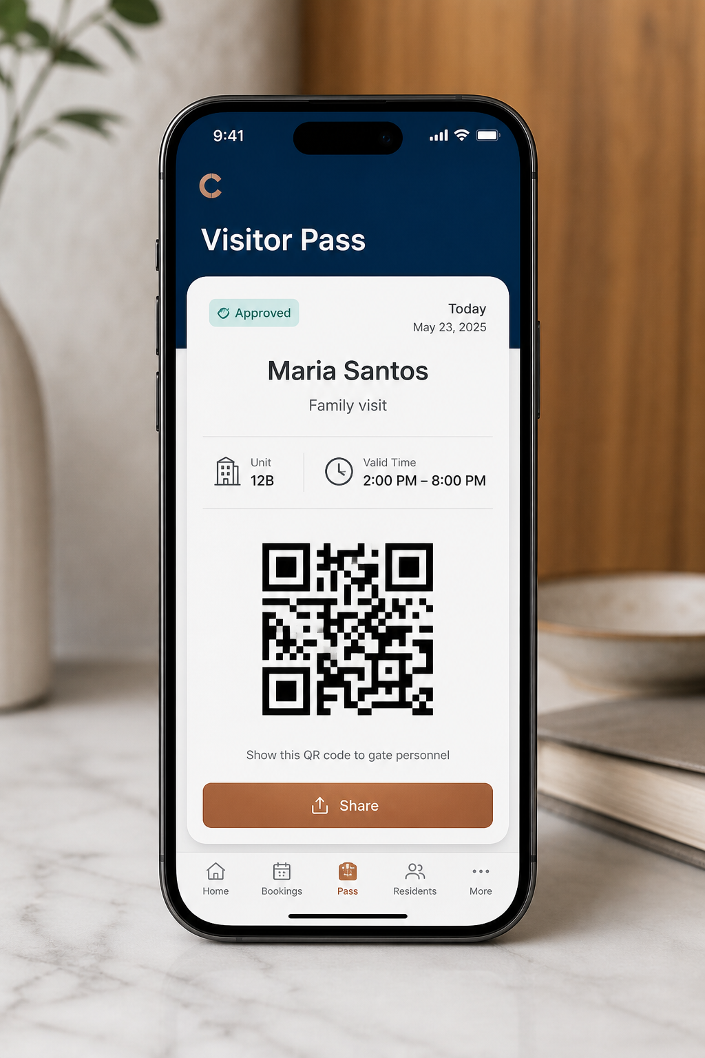 Digital visitor pass with QR code